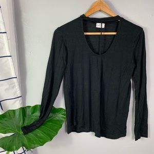 Glitz Black Scoop Neck Long Sleeve